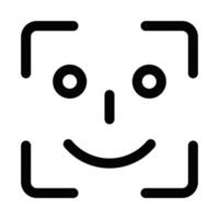 Face ID recognition icon with smiley design. Editable stroke. vector