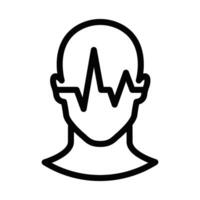 Head icon with electrocardiogram wave inside. Editable stroke. vector