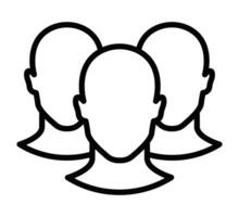 Three user icons forming a group. Editable stroke. vector