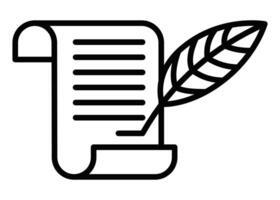 Feather and scroll paper icon. Editable stroke. vector