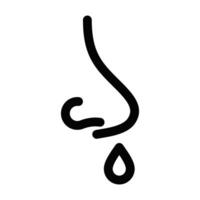 Nose with dripping drop line icon. Editable stroke. vector