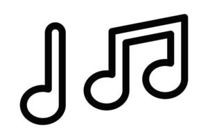 Two music notes in simple outline style. Editable stroke. vector