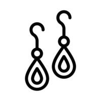 Elegant hanging earrings with teardrop elements. Editable stroke. vector