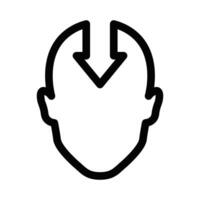 Head with double down arrow icon. Editable stroke. vector