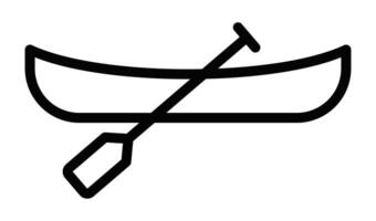 Canoe with diagonal paddle icon. Editable stroke. vector