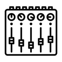 Equalizer mixer with vertical faders. Editable stroke. vector