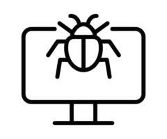 Computer bug icon in outline style. Editable stroke. vector