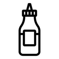 Ketchup bottle icon with label and cap. Editable stroke. vector
