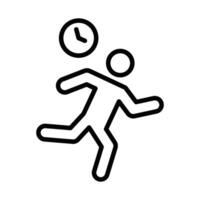 Busy person running with clock symbol. Editable stroke. vector