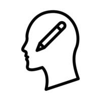 Head with pencil idea icon outline style. Editable stroke. vector