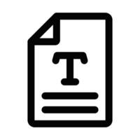 Text on legal document icon outline. Editable stroke. vector