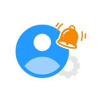 User account avatar with notification bell icon illustration. account activity alerts, notifications, and user updates. Perfect for mobile apps, websites, dashboards, and UI elements vector