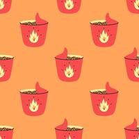 Instant Noodles Bucket Seamless Pattern vector