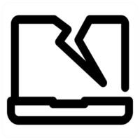 Broken Laptop icon concept in black color vector
