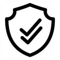 Right Shield and security icon in black color vector