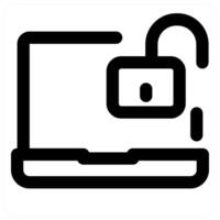 Laptop Unlock icon concept in black color vector