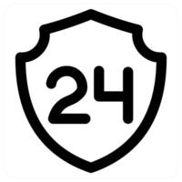 24x7 Security icon concept in black color vector