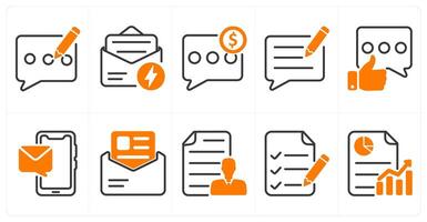 A set of 10 business and seo icons as blog, fast message, discuss budget vector