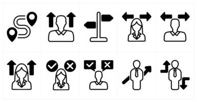 A set of 10 business icons as destination, career vision, direction sign in black color vector