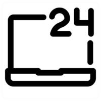 24x7 Laptop icon concept in black color vector
