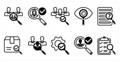 A set of 10 business icons as recruitment, find candidate, exploration in black color vector