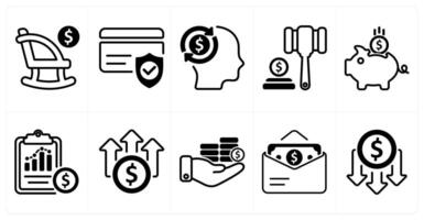 A set of 10 business icons as retirement, credit card security, business mind in black color vector