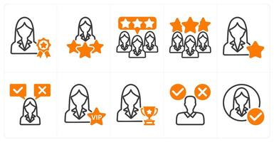A set of 10 business and seo icons as premium member, premium user, customer feedback vector