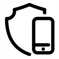 Mobile Security and phone icon concept in black color vector