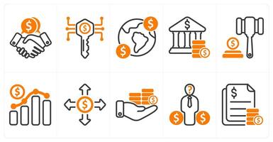 A set of 10 business and seo icons as business deal, business key, income vector