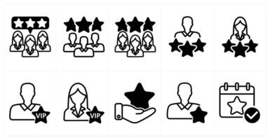 A set of 10 business icons as customer feedback, expert team, premium user in black color vector