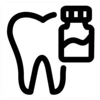 Tooth and teeth in black color vector