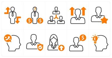 A set of 10 business and seo icons as crisis overcome, confusion in selecting, investment, user network vector