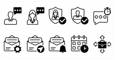 A set of 10 business icons as consultant, user protection, quick response in black color vector