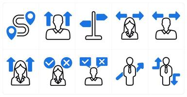 A set of 10 business icons as destination, career vision, direction sign in blue color vector