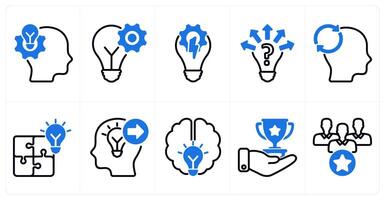 A set of 10 business icons as idea making, idea development, idea generate in blue color vector