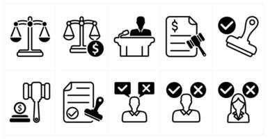 A set of 10 business icons as balance, judgement, conference in black color vector