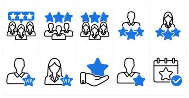 A set of 10 business icons as customer feedback, expert team, premium user in blue color vector