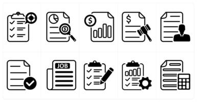 A set of 10 business icons as pie chart report, business report, cost statement in black color vector