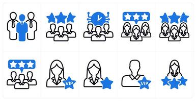 A set of 10 business icons as business group, expert team, time management in blue color vector