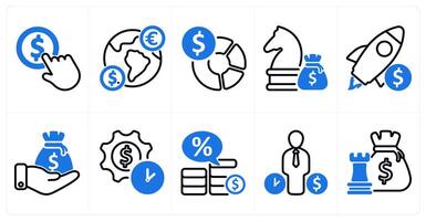 A set of 10 business icons as employee details, agreement, verified file in blue color vector