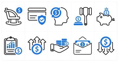 A set of 10 business icons as retirement, credit card security, business mind in blue color vector