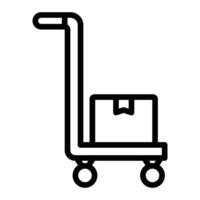 A black and white illustration of a trolley with a box vector