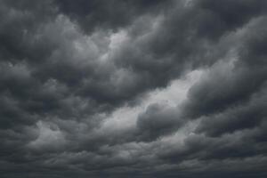 Dramatic Heavy Gray Storm Clouds Sky Background for Design Web Banner Website Header for Weather Forecasting Atmospheric Phenomena Gloomy Mood Concept and Dark Nature Scene with Overcast photo