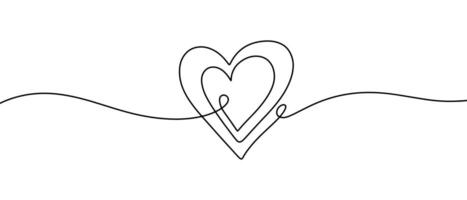 Doodle sketch style of Hand drawn Hearts Continuous One Line Drawing. vector