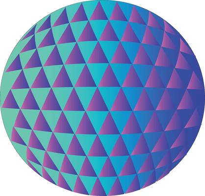 Geometric Ball with Triangle Pattern on blue background