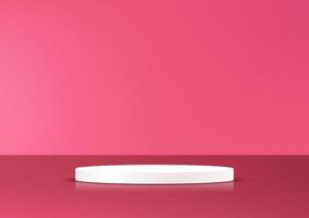 Pink background 3d with white podium. 3D abstract studio room with pedestal podium. Space for selling products on the website. illustration vector