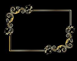 vintage rectangular gold frame with floral elements22 vector