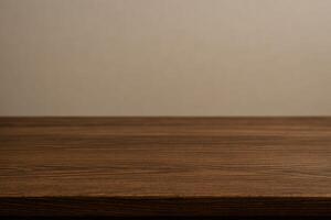Empty Wooden Table With Neutral Background for Product Display or Design Mockup with Copy Space photo