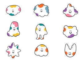 A set of colorful cartoon characters with different faces vector