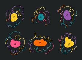 A set of colorful cartoon faces with different expressions vector